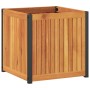 Jardinera de madera maciza de acacia y acero 45x45x44 cm de , Maceteros y jardineras - Ref: Foro24-367610, Precio: 64,48 €, D...