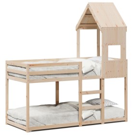 Bunk bed with solid pine wood roof 90x190 cm by , Beds and slatted bases - Ref: Foro24-3282005, Price: 219,99 €, Discount: %