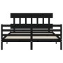 Double bed frame with black solid wood headboard by vidaXL, Beds and slatted bases - Ref: Foro24-3195165, Price: 151,61 €, Di...