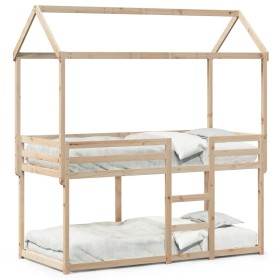 Bunk bed with solid pine wood roof 80x200 cm by , Beds and slatted bases - Ref: Foro24-3282121, Price: 225,96 €, Discount: %