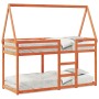 Bunk bed with solid pine wood roof in brown wax, 75x190 cm. by , Beds and slatted bases - Ref: Foro24-3282091, Price: 195,35 ...