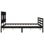 Double bed frame with black solid wood headboard by vidaXL, Beds and slatted bases - Ref: Foro24-3195165, Price: 151,61 €, Di...