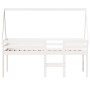 Cama alta con techo blanca madera maciza pino blanca 90x200 cm de , Camas y somieres - Ref: Foro24-3282093, Precio: 221,41 €,...