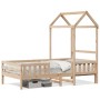 Bed frame with solid pine wood roof structure 75x190 cm by , Beds and slatted bases - Ref: Foro24-3282168, Price: 161,45 €, D...