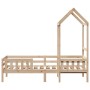 Bed frame with solid pine wood roof structure 75x190 cm by , Beds and slatted bases - Ref: Foro24-3282168, Price: 161,45 €, D...