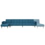 L-shaped blue velvet sofa bed 275x140x70 cm by , Sofas - Ref: Foro24-3157205, Price: 418,99 €, Discount: %