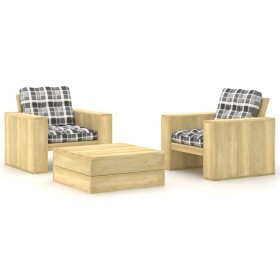 Garden furniture set with 3-piece pine wood impregnated cushions. by , Garden sets - Ref: Foro24-3065818, Price: 393,99 €, Di...