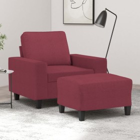 Sillón con taburete tela rojo tinto 60 cm de , Sofás - Ref: Foro24-3201149, Precio: 239,18 €, Descuento: %