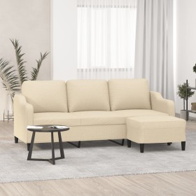 3-seater sofa with cream fabric ottoman 180 cm by , Sofas - Ref: Foro24-3201137, Price: 335,99 €, Discount: %