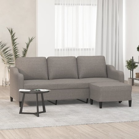 Sofá de 3 plazas con taburete de tela gris taupe 180 cm de , Sofás - Ref: Foro24-3201142, Precio: 362,09 €, Descuento: %