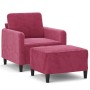 Sillón con taburete terciopelo rojo tinto 60 cm de , Sofás - Ref: Foro24-3201168, Precio: 205,99 €, Descuento: %