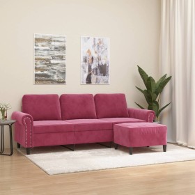 3-seater sofa with red velvet ottoman 180 cm by , Sofas - Ref: Foro24-3201219, Price: 350,83 €, Discount: %