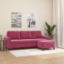 3-Sitzer-Sofa mit rotem Samthocker 180 cm von , Sofas - Ref: Foro24-3201219, Preis: 350,83 €, Rabatt: %