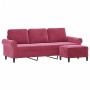 3-Sitzer-Sofa mit rotem Samthocker 180 cm von , Sofas - Ref: Foro24-3201219, Preis: 350,83 €, Rabatt: %