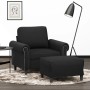 Sillón con taburete terciopelo negro 60 cm de , Sofás - Ref: Foro24-3201210, Precio: 218,76 €, Descuento: %