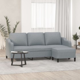 Sofá de 3 plazas con taburete de tela gris claro 180 cm de , Sofás - Ref: Foro24-3201135, Precio: 362,82 €, Descuento: %