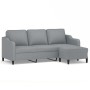 Sofá de 3 plazas con taburete de tela gris claro 180 cm de , Sofás - Ref: Foro24-3201135, Precio: 364,43 €, Descuento: %