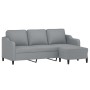 Sofá de 3 plazas con taburete de tela gris claro 180 cm de , Sofás - Ref: Foro24-3201135, Precio: 364,43 €, Descuento: %