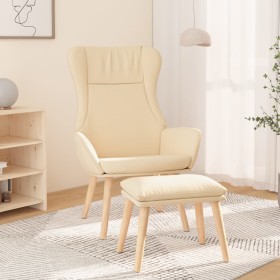 Sillón de relax con taburete tela color crema de , Sillones - Ref: Foro24-3097884, Precio: 146,99 €, Descuento: %