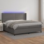 Boxspring-Bett, Matratze und LED-Kunstleder in Grau, 200x200 cm. von , Betten und Lattenroste - Ref: Foro24-3139347, Preis: 6...