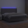 Boxspring-Bett, Matratze und LED-Kunstleder in Grau, 200x200 cm. von , Betten und Lattenroste - Ref: Foro24-3139347, Preis: 6...