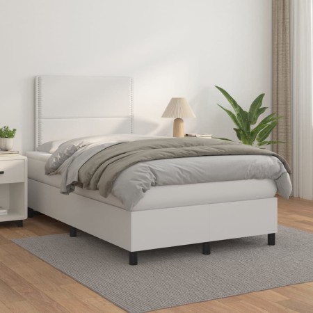 Cama box spring con colchón cuero sintético blanco 120x200 cm de , Camas y somieres - Ref: Foro24-3142774, Precio: 469,99 €, ...