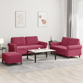 Sofagarnitur mit 3 teiligen Kissen aus rotem Samt von , Sofas - Ref: Foro24-3202224, Preis: 518,99 €, Rabatt: %