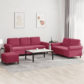 Sofagarnitur mit 3 teiligen Kissen aus rotem Samt von , Sofas - Ref: Foro24-3202264, Preis: 572,99 €, Rabatt: %