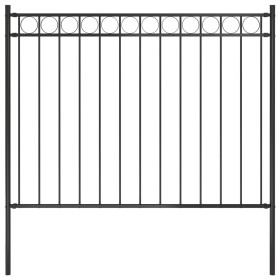 Garden fence black steel 1.7x1 m by , fence panels - Ref: Foro24-146313, Price: 90,99 €, Discount: %