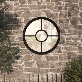 Round black iron garden mirror for outdoor use, 40x4 cm by , Mirrors - Ref: Foro24-318358, Price: 64,78 €, Discount: %