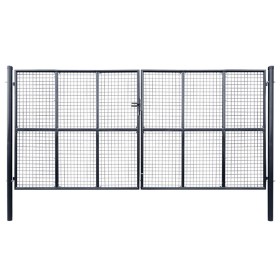 Galvanized steel garden mesh gate 400x175 cm gray by , garden gates - Ref: Foro24-143378, Price: 604,99 €, Discount: %