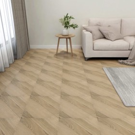 Self-adhesive PVC floor tiles, 55 units, brown with striped pattern, covering 5.11 square meters. by , Floors and carpets - R...