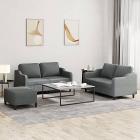 Three-piece dark gray fabric sofa set with cushions by , Sofas - Ref: Foro24-3201811, Price: 492,99 €, Discount: %