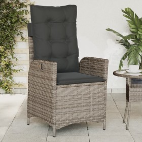 Reclining garden armchair with gray synthetic rattan cushions by , Garden chairs - Ref: Foro24-365259, Price: 132,99 €, Disco...