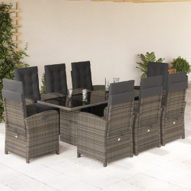 Garden dining set 9 pieces and gray synthetic rattan cushions by , Garden sets - Ref: Foro24-3212258, Price: 1,00 €, Discount: %