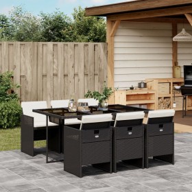 7-teiliges Garten-Esszimmerset und Kissen synthetisches Rattan schwarz von , Gartensets - Ref: Foro24-3210546, Preis: 498,99 ...