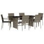 Set comedor jardín 7 pzas y cojines ratán sintético gris de , Conjuntos de jardín - Ref: Foro24-3213496, Precio: 509,99 €, De...