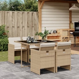 5-piece garden dining set with beige synthetic rattan cushions. by , Garden sets - Ref: Foro24-3210538, Price: 344,99 €, Disc...