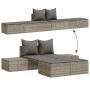 Double sun lounger with gray synthetic rattan cushions by , Loungers - Ref: Foro24-368391, Price: 277,07 €, Discount: %