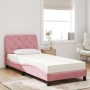 Bed with pink velvet mattress 90x200 cm by , Beds and slatted bases - Ref: Foro24-3208639, Price: 334,13 €, Discount: %