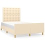 Estructura de cama con cabecero tela crema 120x190 cm de , Camas y somieres - Ref: Foro24-3270546, Precio: 175,18 €, Descuent...