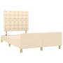 Estructura de cama con cabecero tela crema 120x190 cm de , Camas y somieres - Ref: Foro24-3270546, Precio: 173,99 €, Descuent...