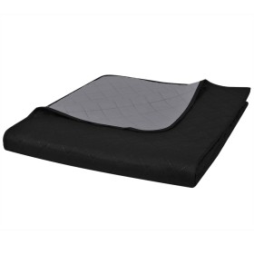 Gesteppte Bettdecke mit doppelseitigem Schwarz-Grau-Muster 170x210 cm von , Tagesdecken und Bettdecken - Ref: Foro24-130883, ...