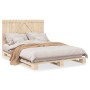 Solid pine wood bed frame with headboard 140x200 cm by , Beds and slatted bases - Ref: Foro24-3281552, Price: 194,14 €, Disco...