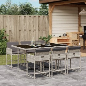 Garden dining set 7 pieces and light gray synthetic rattan cushions by , Garden sets - Ref: Foro24-3278038, Price: 547,99 €, ...