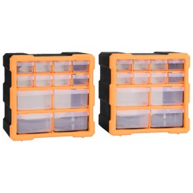 Organizer mit mehreren Schubladen, 12 Schubladen, 2 Stück, 26,5 x 16 x 26 cm von vidaXL, Werkzeugkästen - Ref: Foro24-147581,...