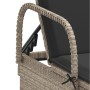 Light gray synthetic rattan sun lounger with wheels and cushion by , Loungers - Ref: Foro24-368313, Price: 168,14 €, Discount: %