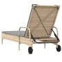 Lounger with wheels and beige synthetic rattan cushion by , Loungers - Ref: Foro24-368311, Price: 168,14 €, Discount: %