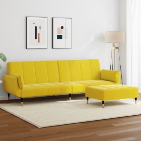 Zweiplätziges Schlafsofa mit gelbem Samthocker. von , Sofas - Ref: Foro24-3258155, Preis: 367,99 €, Rabatt: %