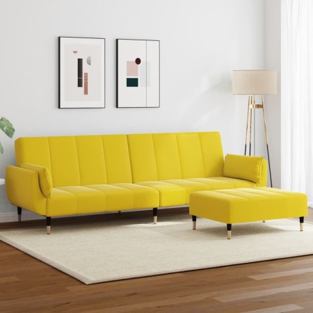 Zweiplätziges Schlafsofa mit gelbem Samthocker. von , Sofas - Ref: Foro24-3258155, Preis: 352,67 €, Rabatt: %